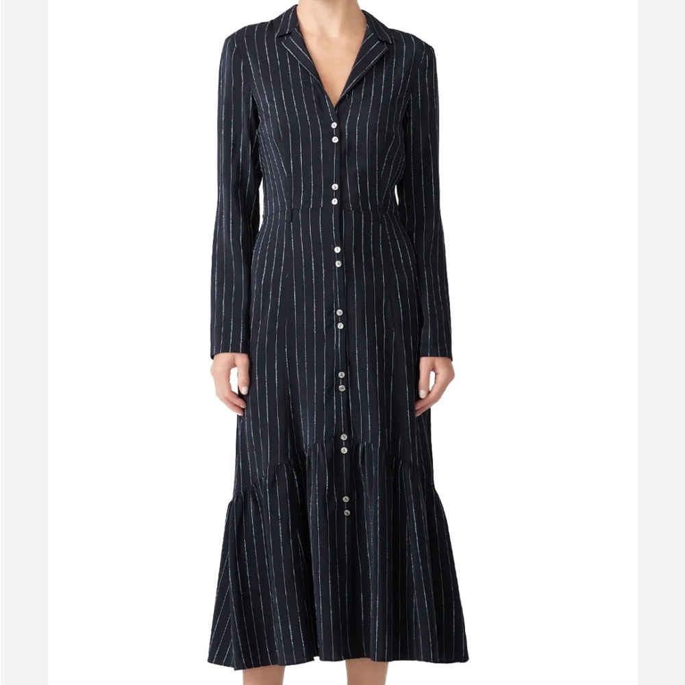 Becken Navy Midi Pinstripe Shirtdress
